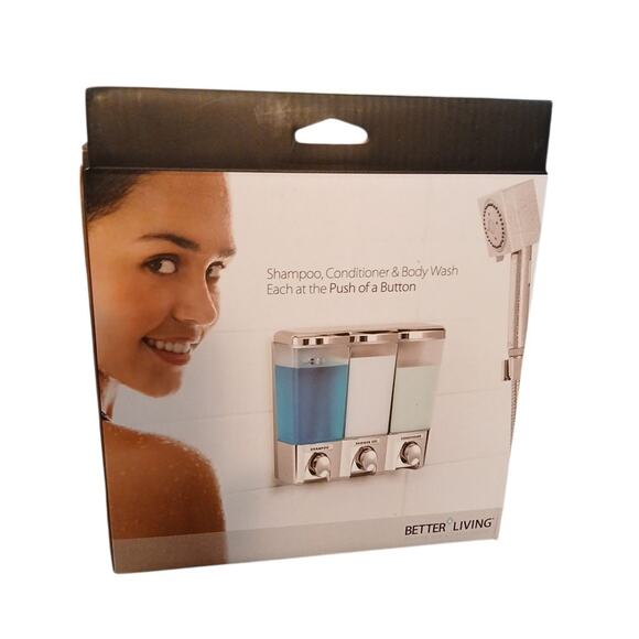 The Dispenser Clear Choice 3 Chamber Shampoo Conditioner Soap Wall Organizer - Picture 3 of 6